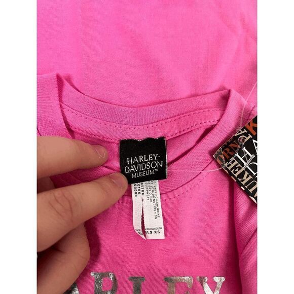 Harley Davidson Museum Girls Pink Short Sleeve Crew Neck Tee Shirt Size XS NWT - Picture 6 of 6